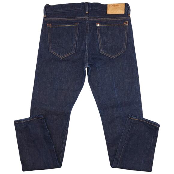 H&M &Denim Premium Denim Jeans Mens 29x32 Blue Selvedge Slim Tapered Raw - Picture 9 of 14